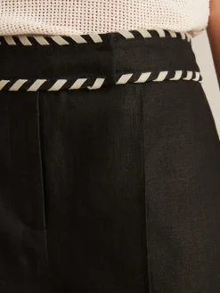 Reiss Fawn Linen Whipstitch Shorts Black Online