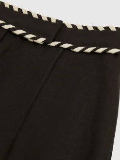 Reiss Fawn Linen Whipstitch Shorts Black Online