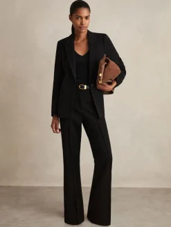 Reiss Gabi Flared Suit Trousers Black