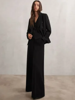 Reiss Gabi Petite Double-Breasted Suit Blazer Black Hot