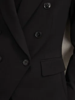 Reiss Gabi Petite Double-Breasted Suit Blazer Black Hot