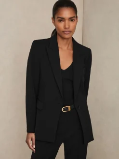 Reiss Gabi Petite Tailored Single Breasted Suit Blazer Black Best