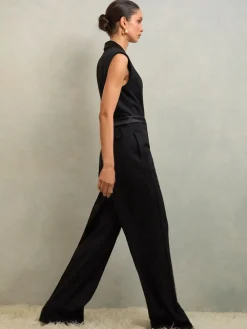 Reiss Black Gaia Atelier Wide-Leg Tuxedo Jumpsuit Best