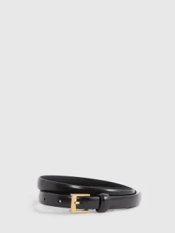 Reiss Holly Thin Leather Belt Black Online