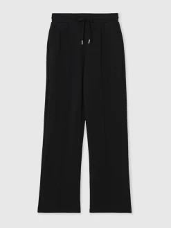 Reiss Jemma Premium Interlock Wide-Leg Joggers Black Discount