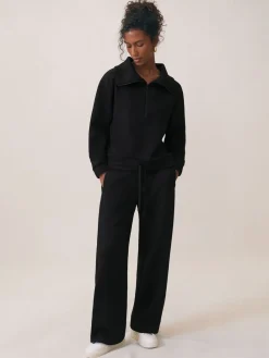 Reiss Laney Premium Interlock Half-Zip Sweatshirt Black Discount