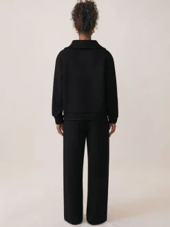 Reiss Laney Premium Interlock Half-Zip Sweatshirt Black Discount