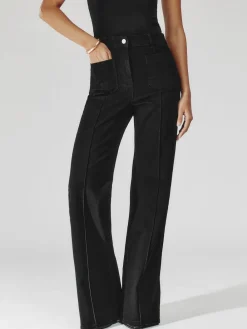Reiss Black Sakura Petite Patch-Pocket Flared Jeans Hot