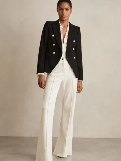 Reiss Tally Petite Tailored Fit Textured Double Breasted Blazer Black Online