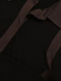 Reiss Black/Chocolate Brown Denise Jersey Colour-Block Collared Shirt Outlet