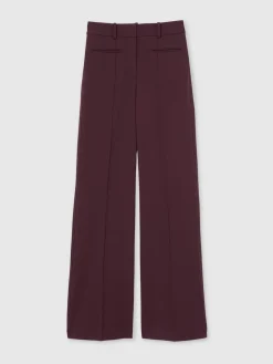 Reiss Claude High Rise Flared Trousers Burgundy