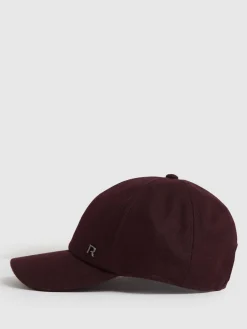 Reiss Fiona Wool-Blend Flannel Baseball Cap Burgundy Discount