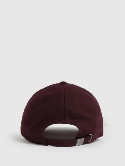 Reiss Fiona Wool-Blend Flannel Baseball Cap Burgundy Discount