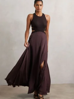 Reiss Burgundy Paloma Cut-Out Racerback Maxi Dress Best