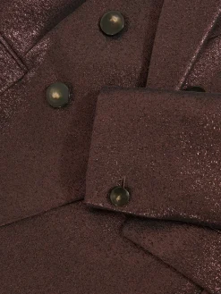 Reiss Sienna Petite Double-Breasted Metallic Suit Blazer with Cotton Burgundy Online