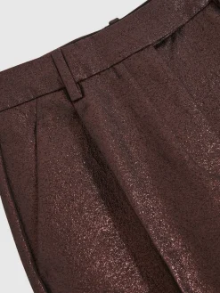 Reiss Sienna Tapered Metallic Suit Trousers with Cotton Burgundy Best