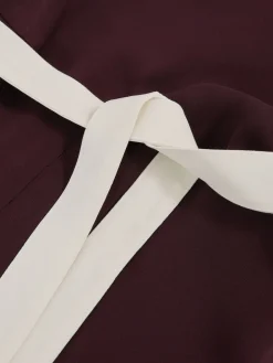 Reiss Salma Colourblock Wide Leg Belted Jumpsuit Burgundy/Cream Sale