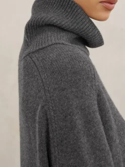 Reiss Charcoal Grey Brooklyn Wool-Cashmere Roll-Neck Jumper Outlet