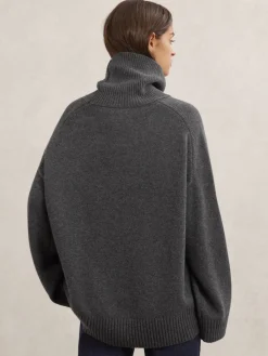 Reiss Charcoal Grey Brooklyn Wool-Cashmere Roll-Neck Jumper Outlet