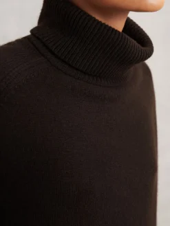 Reiss Chocolate Brown Brooklyn Wool-Cashmere Roll-Neck Jumper Sale