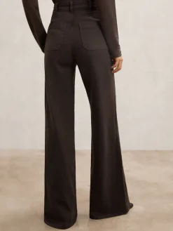 Reiss Chocolate Brown Sakura Petite Patch-Pocket Flared Jeans