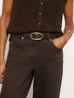 Reiss Drew Patent Leather Oval Buckle Belt Chocolate Sale