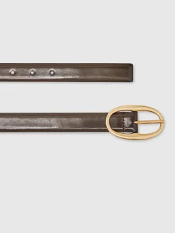 Reiss Drew Patent Leather Oval Buckle Belt Chocolate Sale