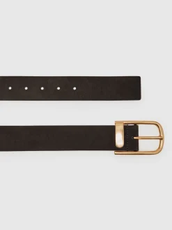 Reiss Iyla Suede Half Keeper Belt Chocolate Hot