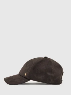 Reiss Chocolate Nicky Faux Suede Baseball-Style Cap Online