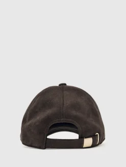 Reiss Chocolate Nicky Faux Suede Baseball-Style Cap Online