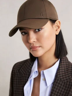 Reiss Nicole Logo-Embroidered Baseball Cap Chocolate New