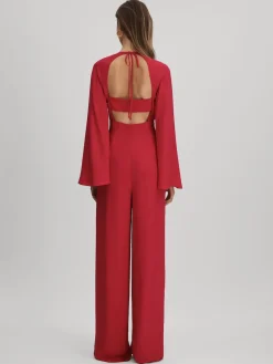 Reiss Coral Tania Cut-Out Flared Sleeve Jumpsuit