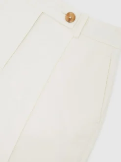 Reiss Cream Malin Petite Wide-Leg Seam-Detail Trousers Hot