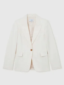 Reiss Cream Malin Petite Single-Breasted Tailored Blazer Outlet