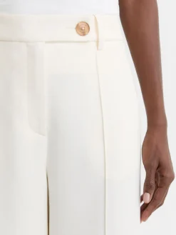 Reiss Cream Malin Wide-Leg Seam-Detail Trousers Outlet