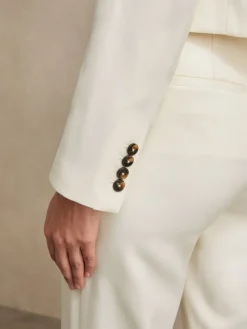 Reiss Cream Millie Double-Breasted Cropped Blazer Best
