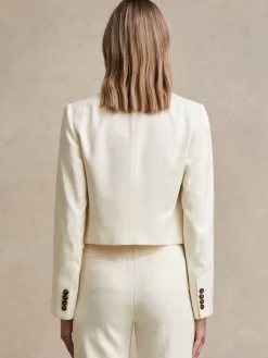 Reiss Cream Millie Double-Breasted Cropped Blazer Best