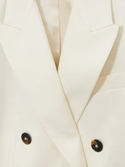Reiss Cream Millie Double-Breasted Cropped Blazer Best