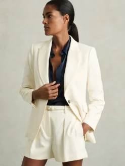 Reiss Cream Millie Single-Pleat Tailored Shorts Online