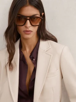 Reiss Cream Soren Petite Wool-Blend Single-Breasted Blazer Best