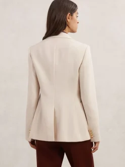 Reiss Cream Soren Petite Wool-Blend Single-Breasted Blazer Best