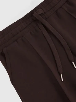 Reiss Jemma Premium Interlock Wide-Leg Joggers Dark Chocolate Brown Discount