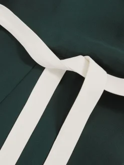 Reiss Salma Petite Colourblock Wide Leg Belted Jumpsuit Dark Green/Cream Discount