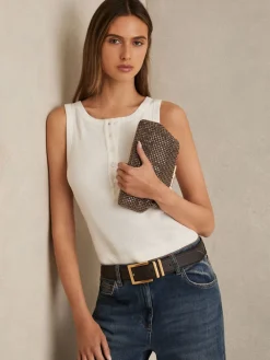 Reiss Adaline Embellished Clutch Bag Gold New