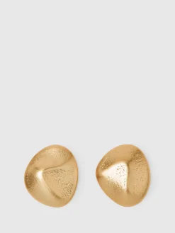 Reiss Gold Pernilla Tone Textured Pebble Earrings