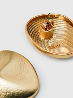 Reiss Gold Pernilla Tone Textured Pebble Earrings