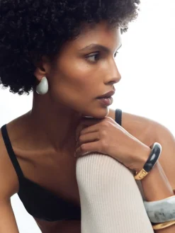 Reiss Gold Salma Tone Scoop Enamel Hinged Bangle Outlet