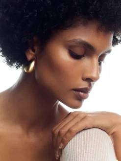 Reiss Gold Tone Calla Curve Scoop Earrings Clearance