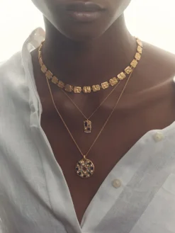 Reiss Gold Tone Mila Molten Square Necklace Discount