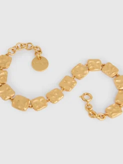 Reiss Gold Tone Millie Molten Square Bracelet New